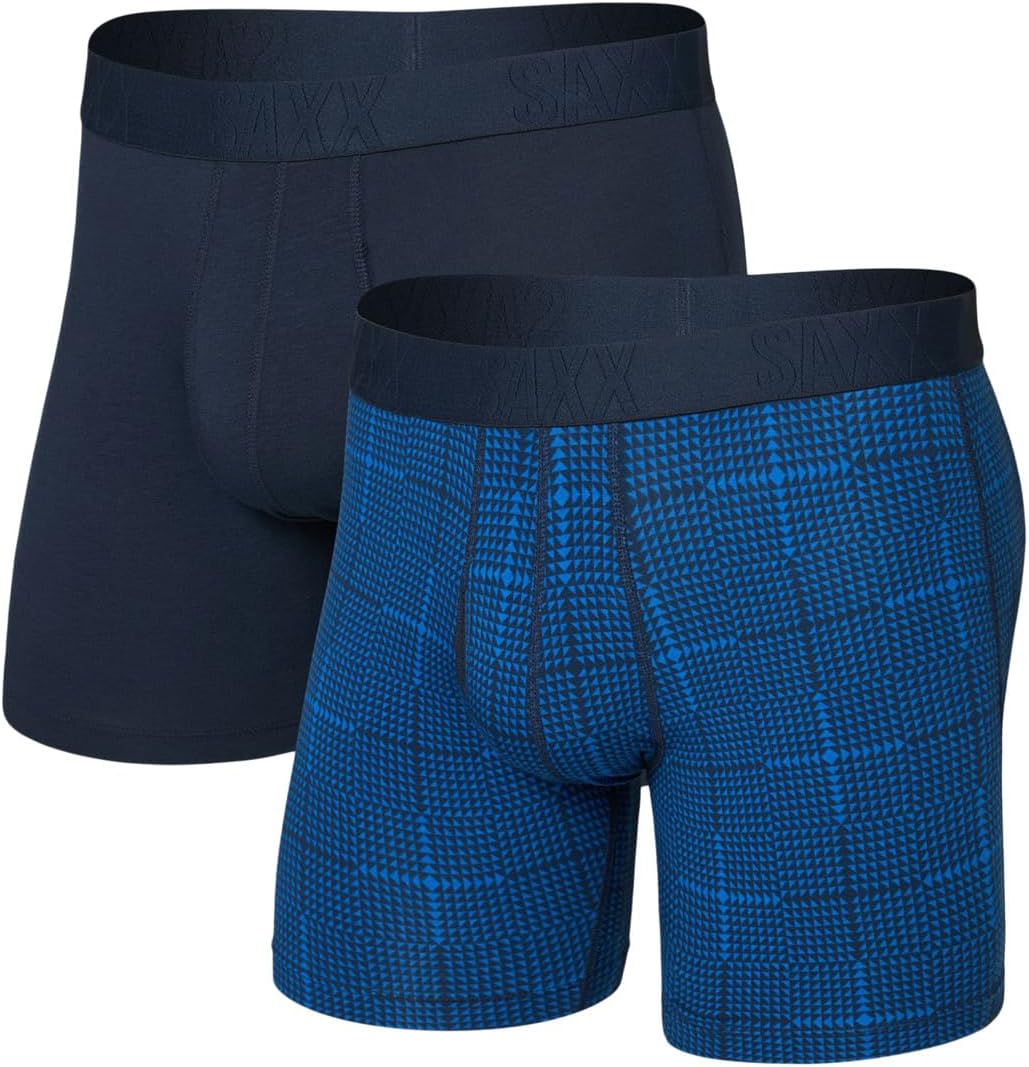 

Боксеры SAXX UNDERWEAR Droptemp Cooling Cotton Boxer Brief Fly 2-Pack, цвет Rad Plaid/Dark Ink