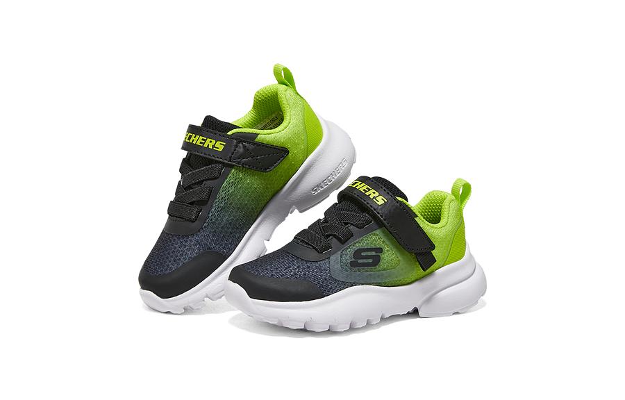 Дышащие и легкие низкие детские туфли черно-зеленые Skechers для малышей — фото 3