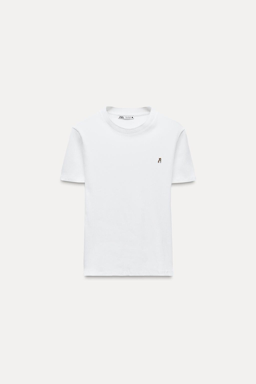 

Футболка с коротким рукавом в ребребне ZARA, белый
