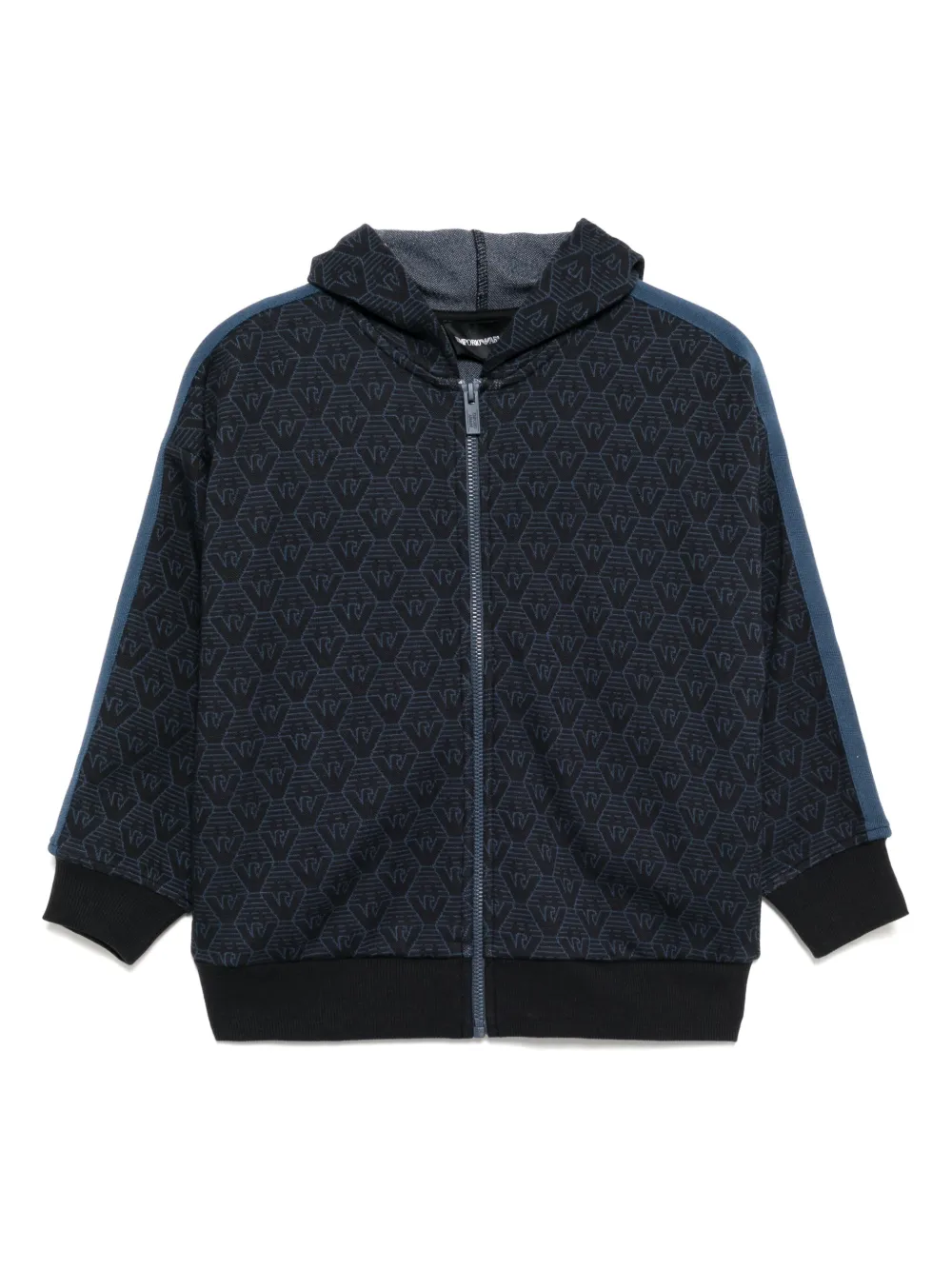 

Худи на молнии с монограммой Emporio Armani Kids, синий
