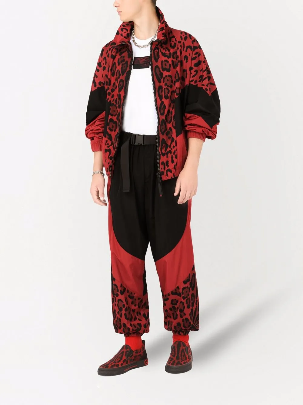 Брюки с леопардовым принтом DOLCE & GABBANA, черный — фото 2