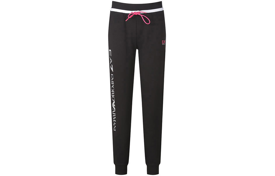 Emporio Armani EA7 Вязаные спортивные штаны женские, черные, со средними манжетами — фото 3
