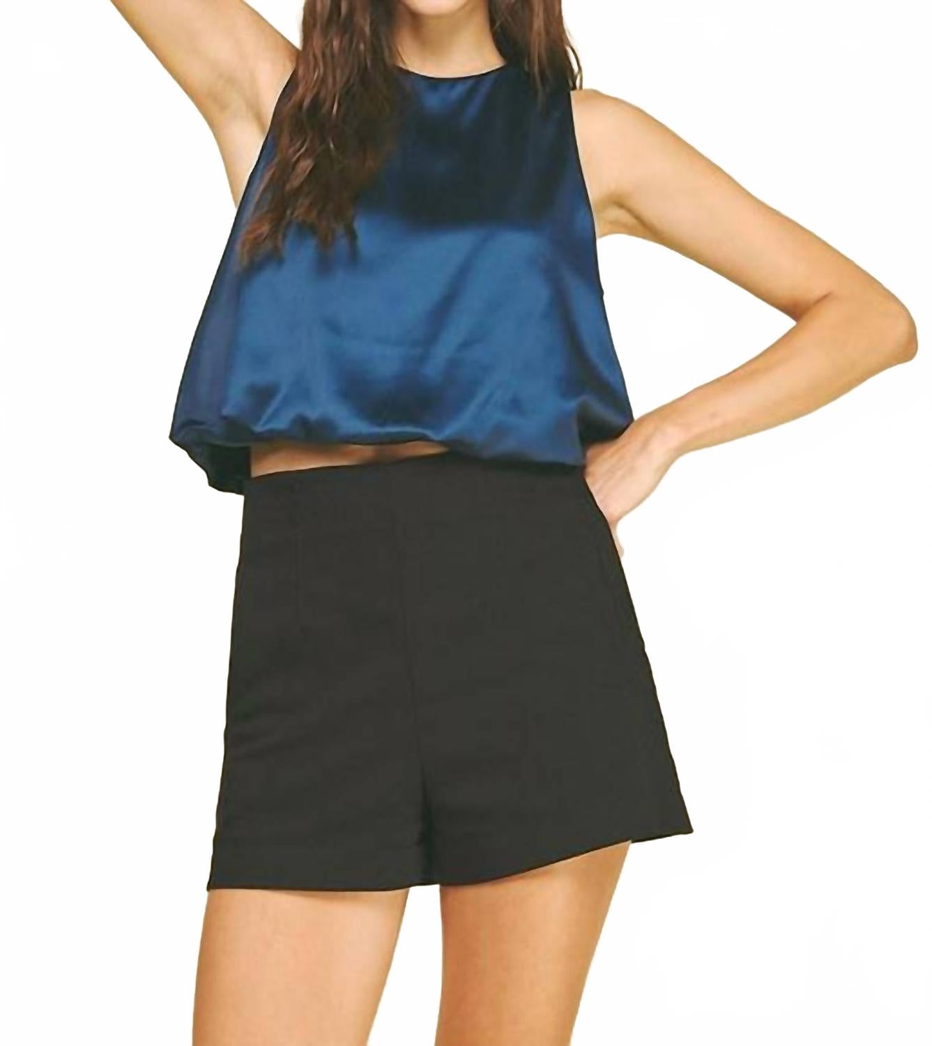 

PINCH Атласный топ-пузырь темно-синего цвета