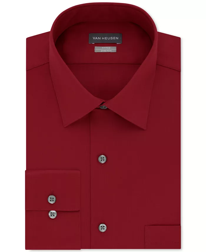 

Мужская приталенная рубашка из эластичного несминаемого атласа Van Heusen, красный