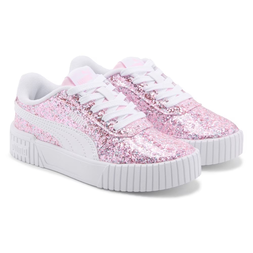 

Детские кроссовки на низкой подошве Carina 2.0 для маленьких детей Puma, pink/white/glitter