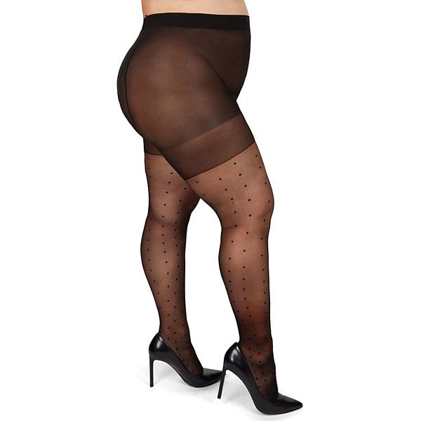 

Колготки Pindot полупрозрачные, больших размеров, с утягивающим эффектом для пышных форм. Memoi, Black Black
