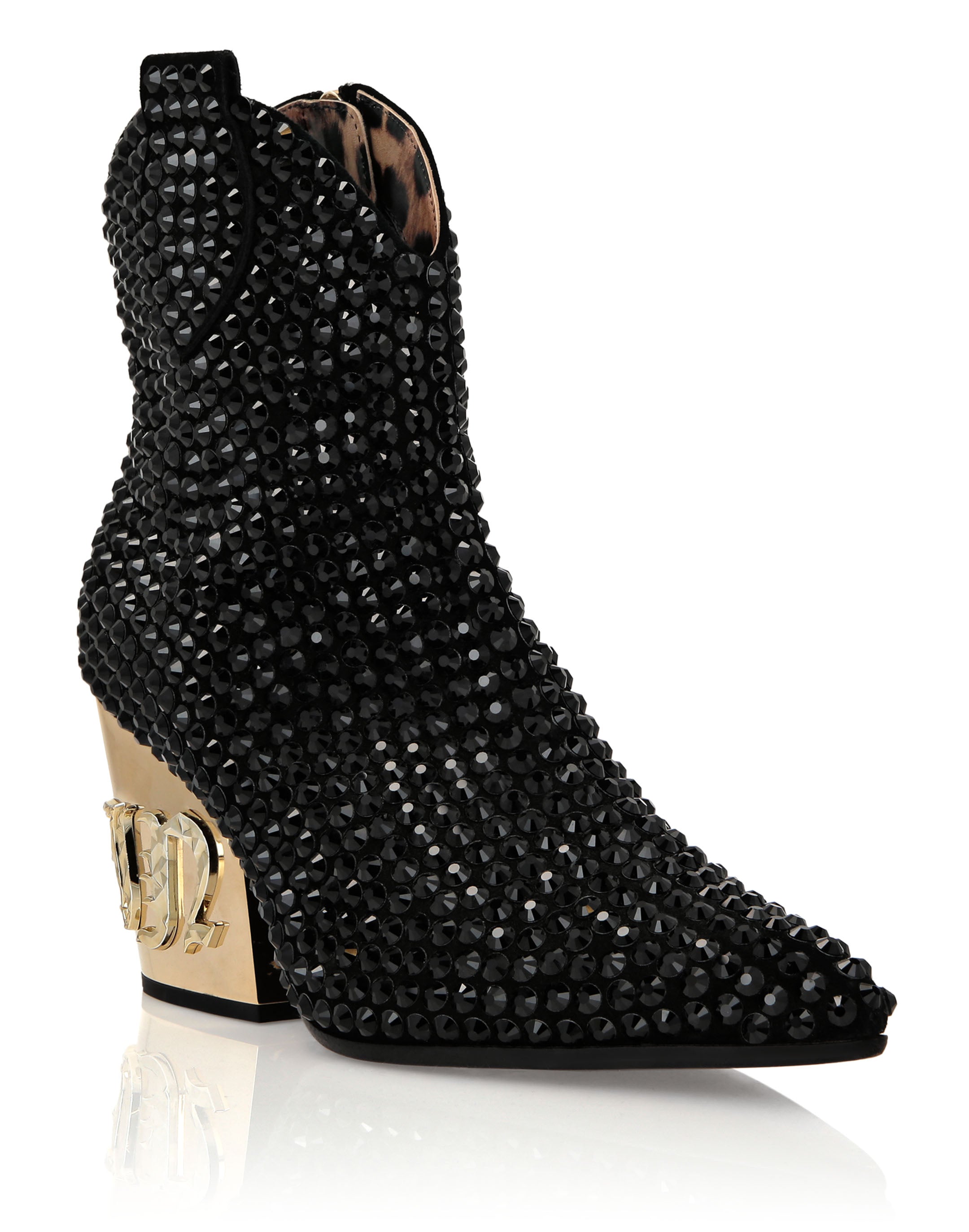 Ковбойские сапоги на среднем каблуке Gothic Plein с кристаллами PHILIPP PLEIN, черный