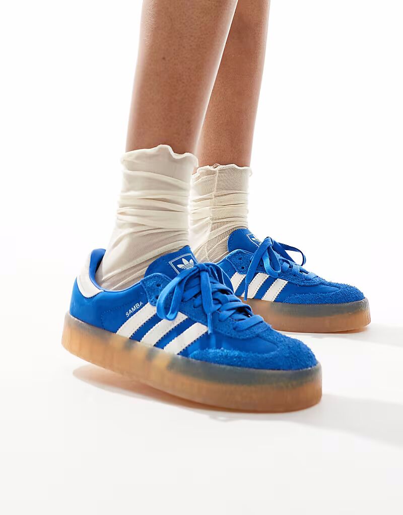 Кроссовки Adidas Originals Sambae синего и белого цвета