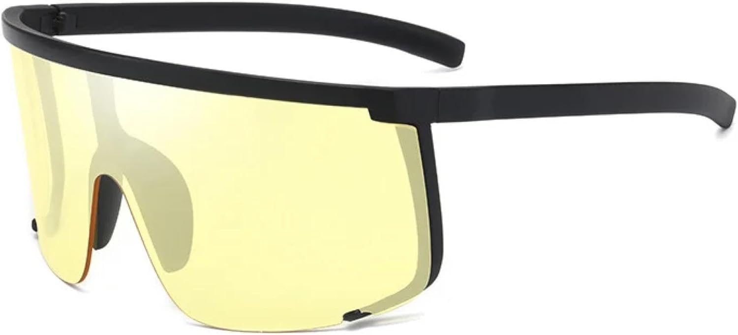 

Мужские солнцезащитные очки большого размера, солнцезащитные очки-щитки в полуободковой оправе для женщин, защитные очки с защитой от УФ-излучения UV400 VVTWSSW, Black-yelloe