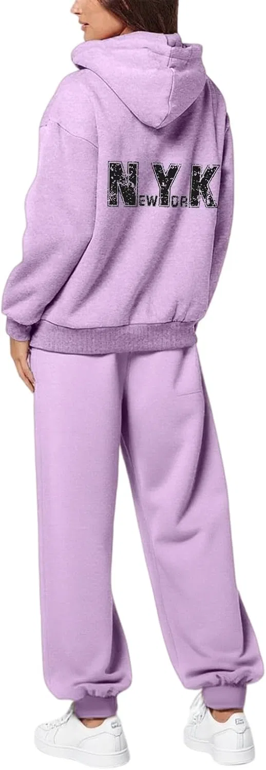 Женский спортивный костюм из 2 предметов с принтом, Light Purple — фото 3
