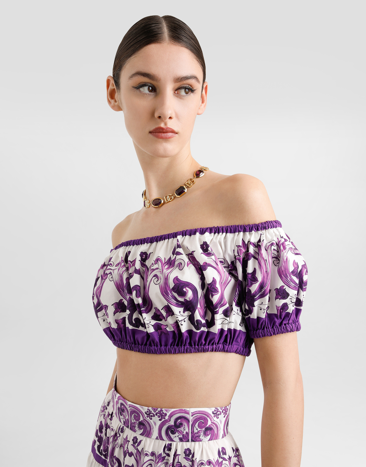 Топ из поплина с принтом майолика Dolce & Gabbana, мультиколор — фото 4
