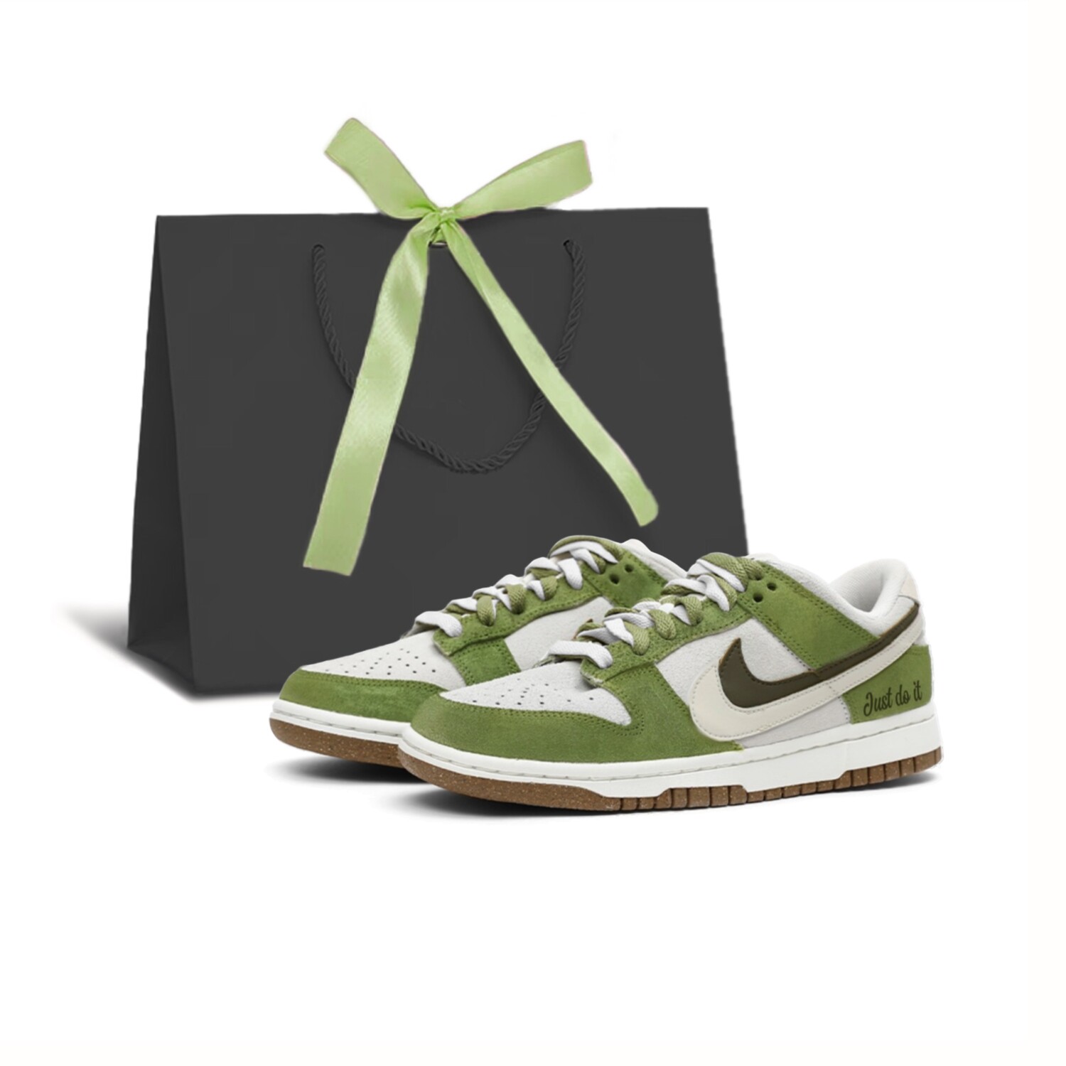 

Кроссовки Nike Dunk Skateboarding Shoes Women's Low-top Beige/green/white, зеленый