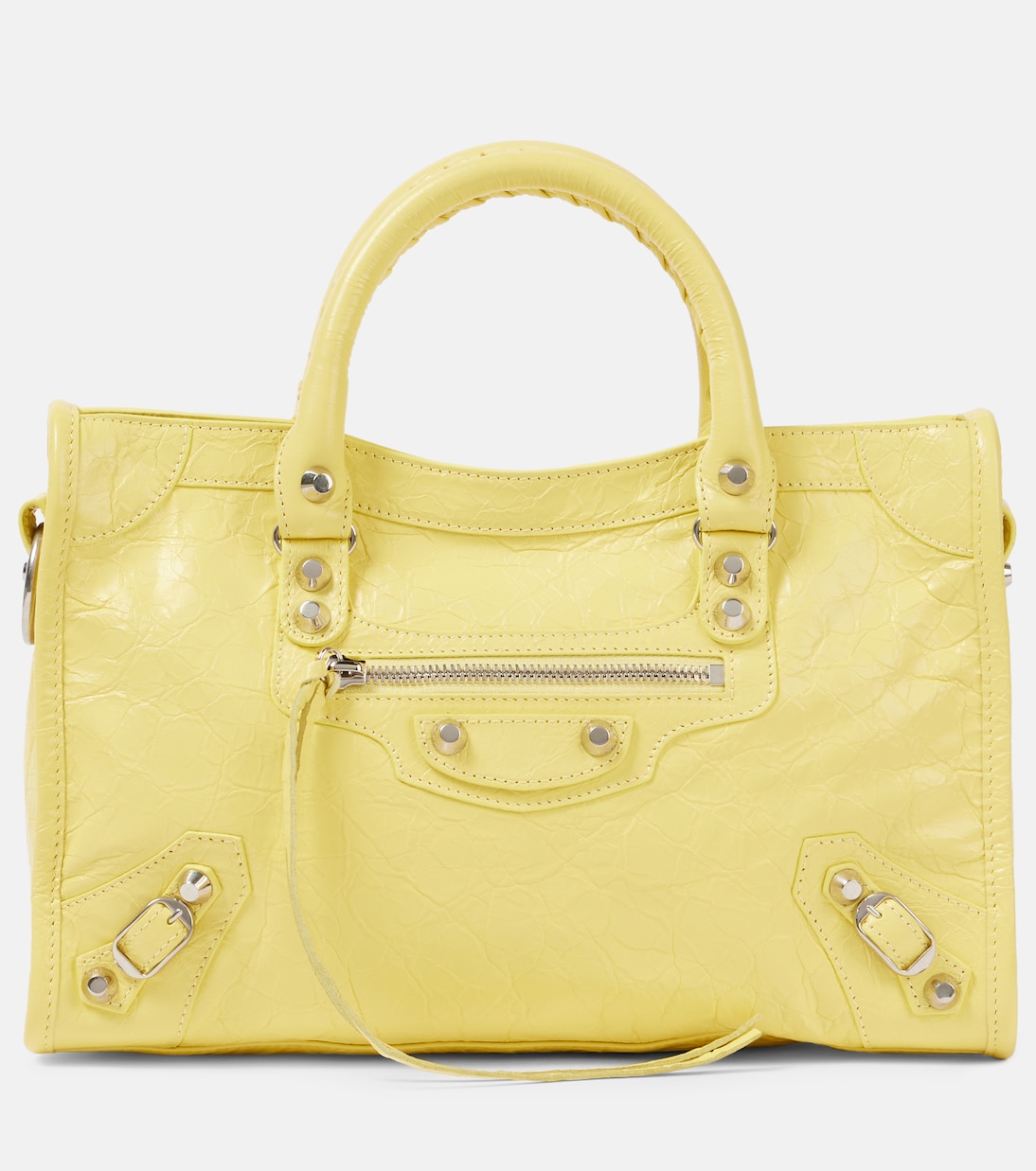 

Городская маленькая кожаная сумка-тоут Le City Balenciaga, Green/Citron