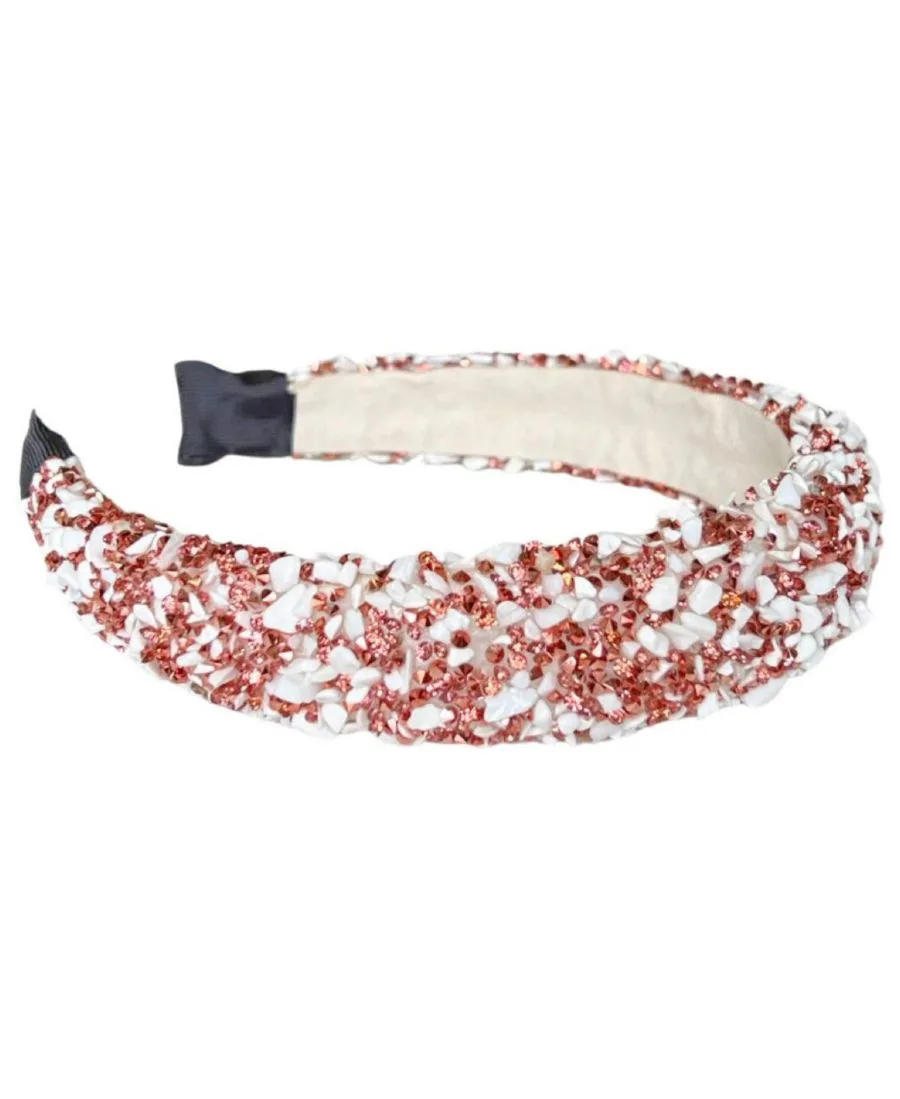 Headbands of Hope Женская повязка на голову "All that Glitters" - розовое золото + белый