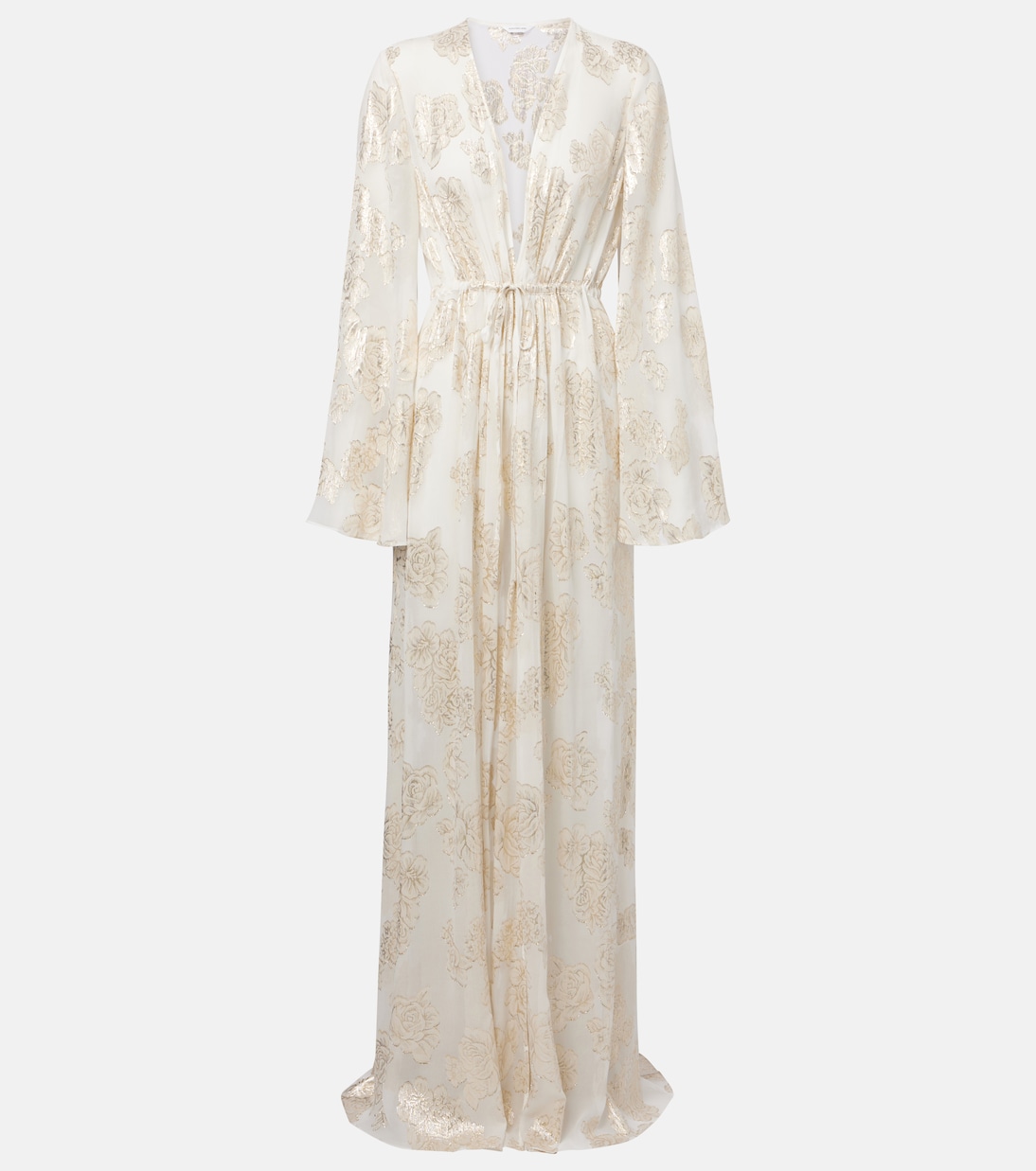 

Платье макси Aurelia из смесового шелка Alexandra Miro, White/Gold