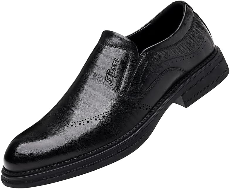 

Мужские оксфорды из натуральной кожи, винтажные, слипоны, заостренный носок, резиновая подошва, противоскользящие, для свадьбы и бизнеса, удобные Lhyxu, черный