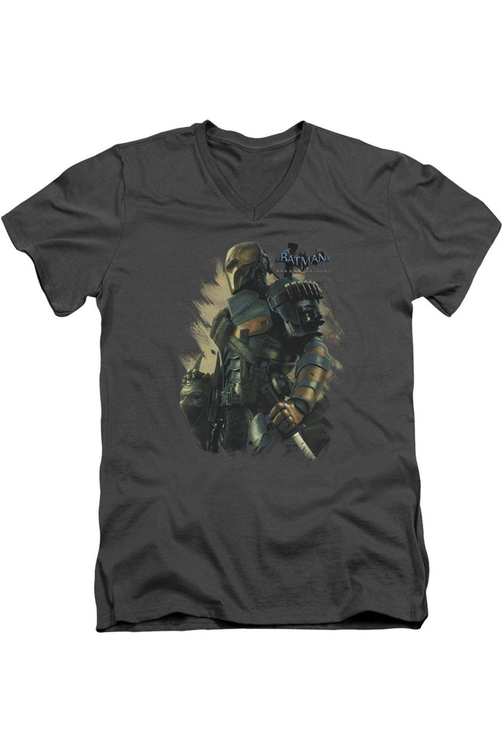 

Футболка с коротким рукавом и V-образным вырезом для взрослых Batman Arkham Origins Deathstroke Gildan, цвет charcoal