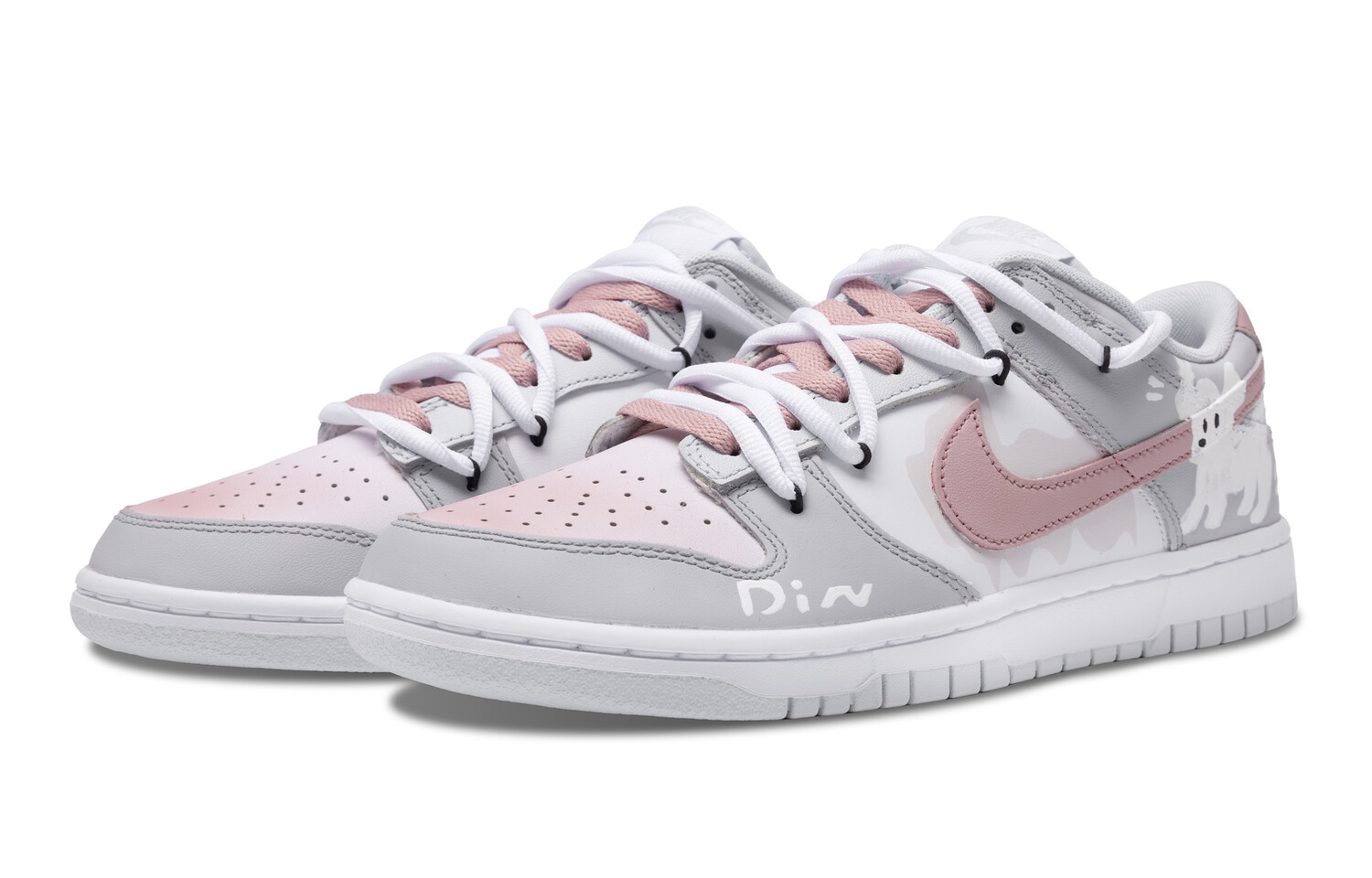 

Кроссовки Nike Dunk Skateboarding Shoes Unisex Low-top Pink/Grey, светло-серый