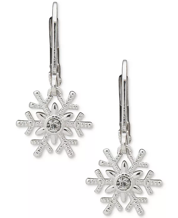 

Серьги-Подвески в виде снежинок из кубического циркония и стекла серебристого оттенка Anne Klein, crystal