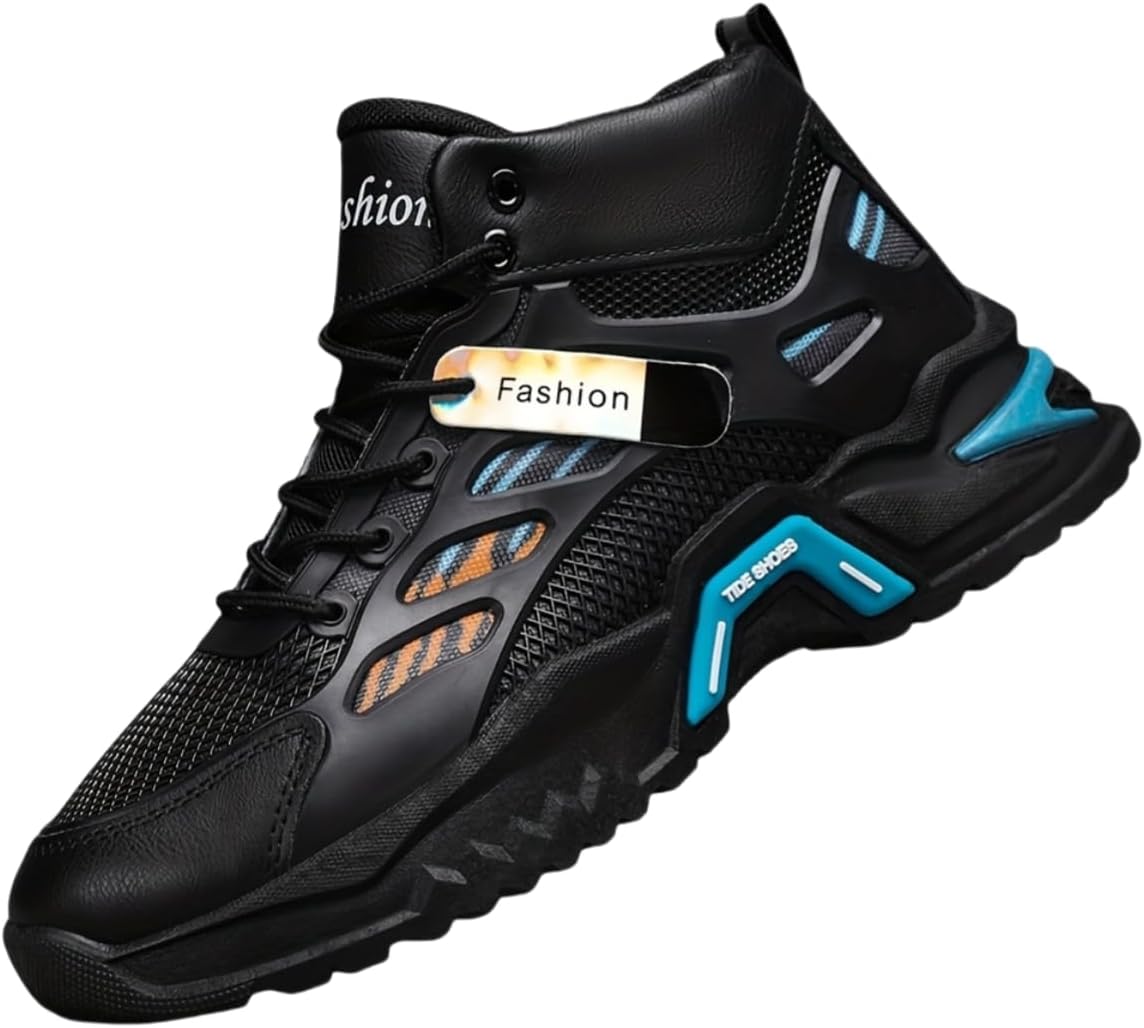 

Мужские высокие спортивные кроссовки с дышащей сеткой - легкие и повседневные, с шнуровкой, модные беговые кроссовки, подходят для всех сезонов, обеспечивая комфорт Hoalox, черный