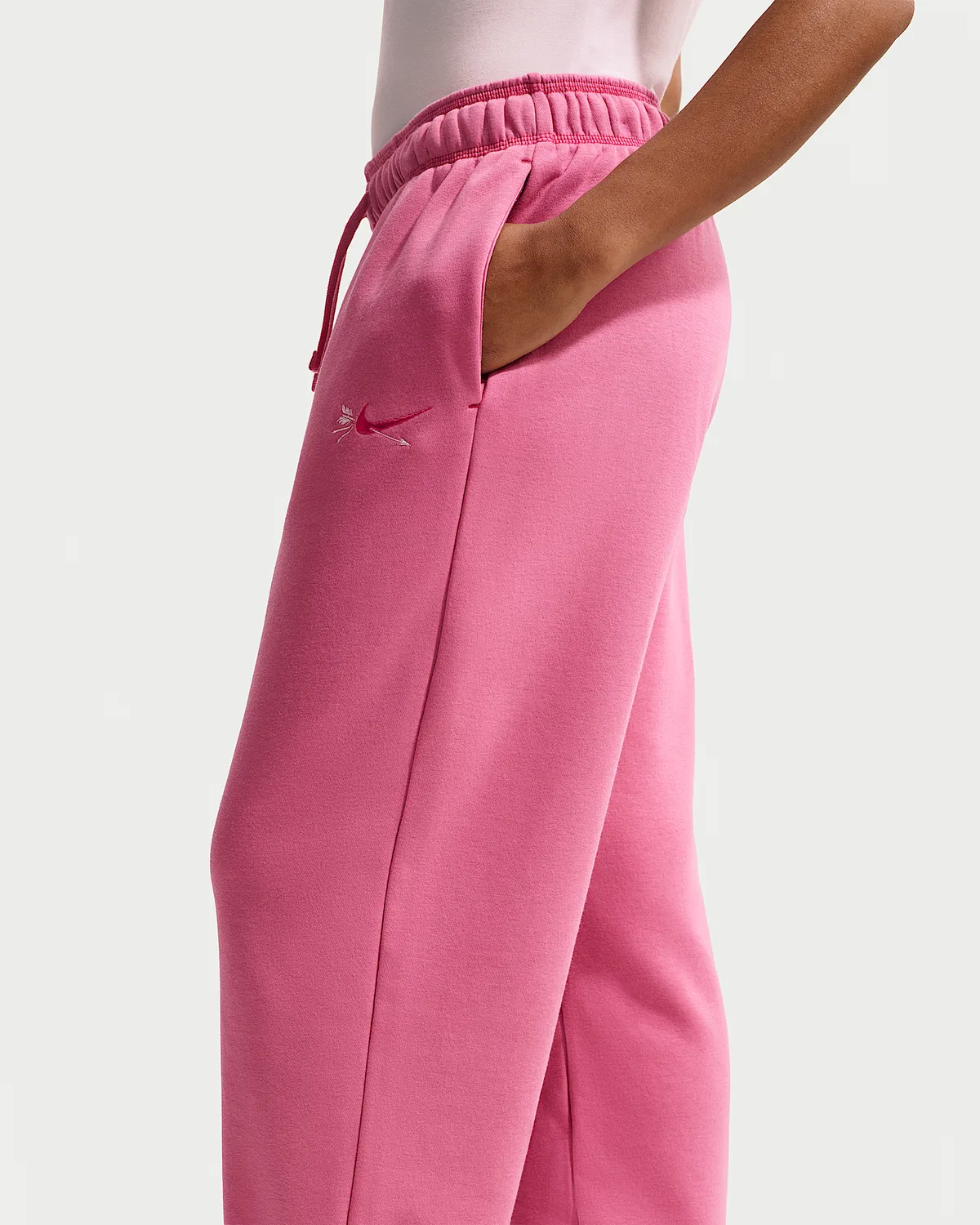 Женские свободные спортивные штаны Nike Sportswear Club Fleece со средней посадкой, Peony/Rush Pink — фото 3