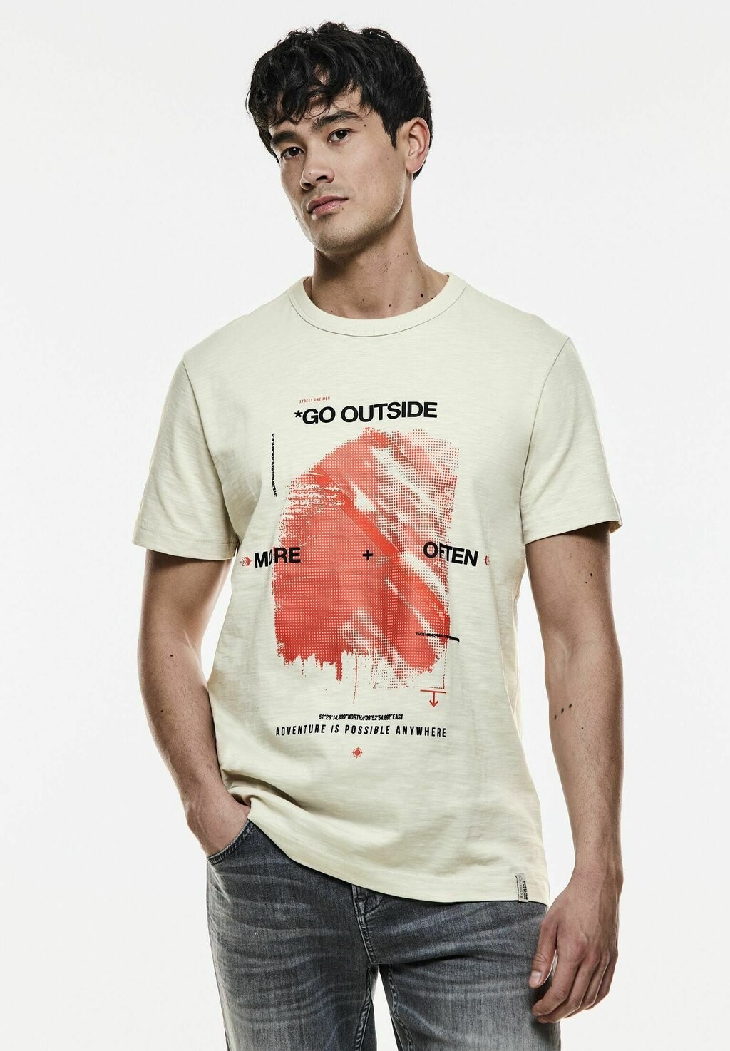 

Футболка с принтом Street One MEN, цвет beige