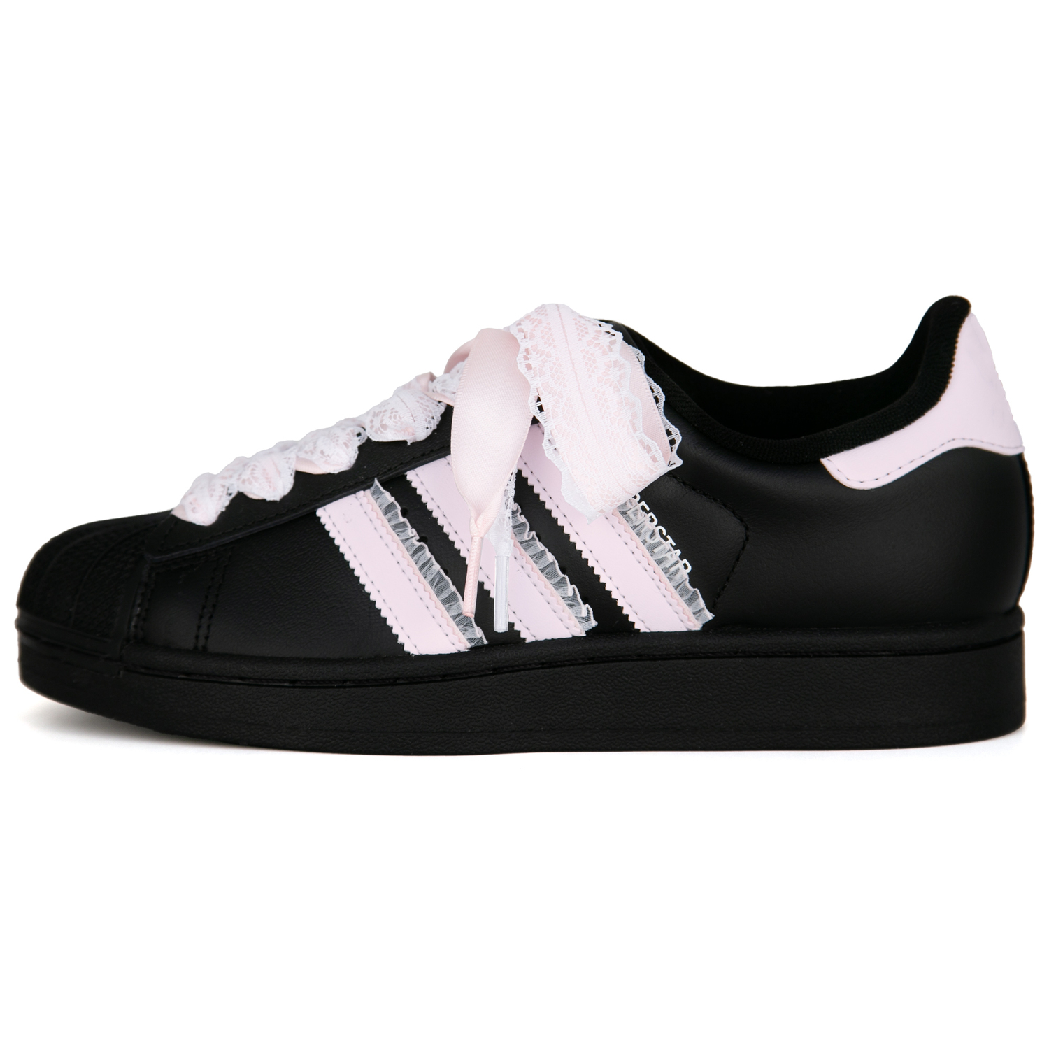 

Adidas Originals Superstar 2 Pink Ballet Slip Resistant Abrasion Resistant Low top Kids' Skateboarding Shoes Black