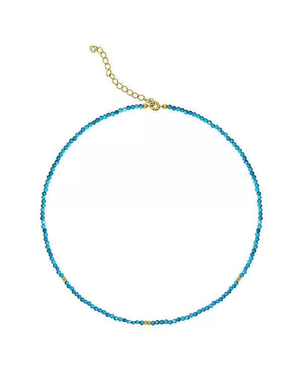 

Позолоченное ожерелье-чокер из бирюзы и золотых бусин, длина 16 дюймов, регулируемое Etoielle, turquoise/aqua