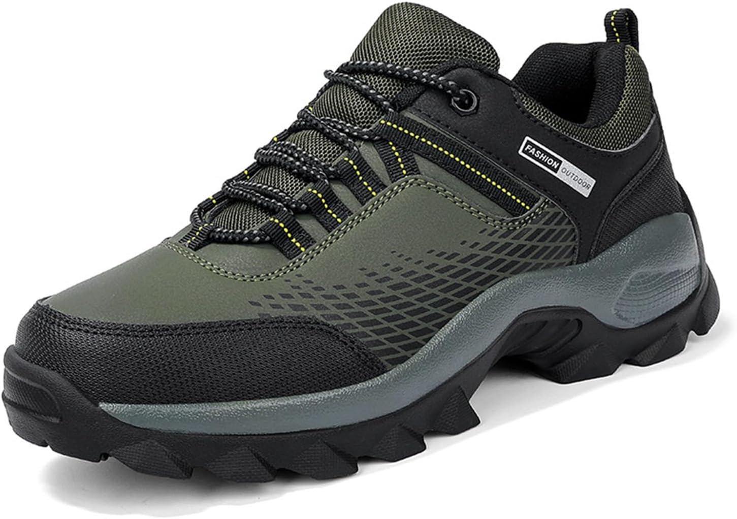 

Мужские кроссовки для походов с круглым носком и шнуровкой, модные, удобные, спортивные, дышащие, с поддержкой свода стопы, для ходьбы, трекинга и работы Generic, зеленый