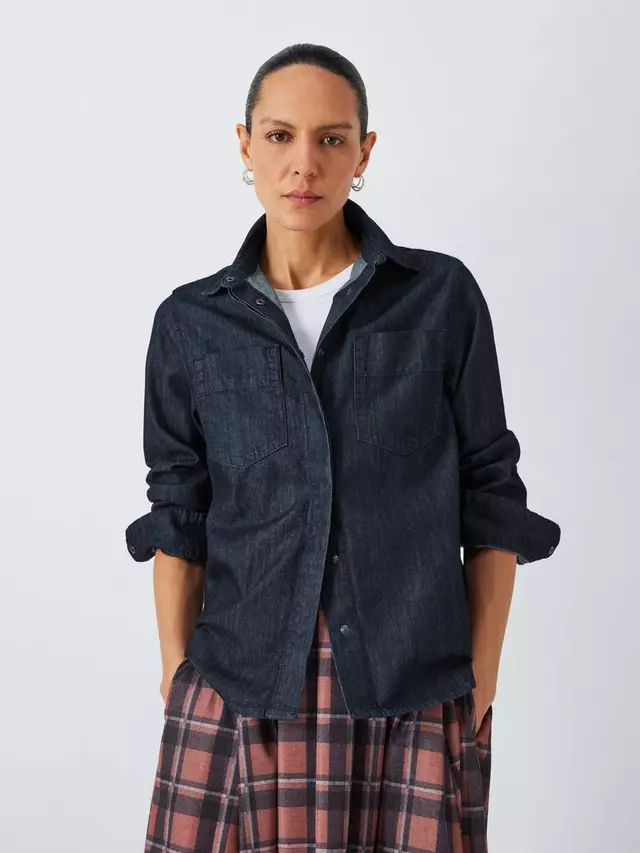

Рубашка John Lewis Cotton Denim, цвет blue rinse