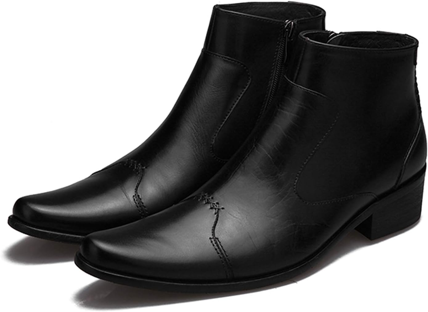 

Мужские кожаные ботинки Santimon с молнией на щиколотке, повседневные, официальные, свадебные, ботинки Челси для мужчин, черный