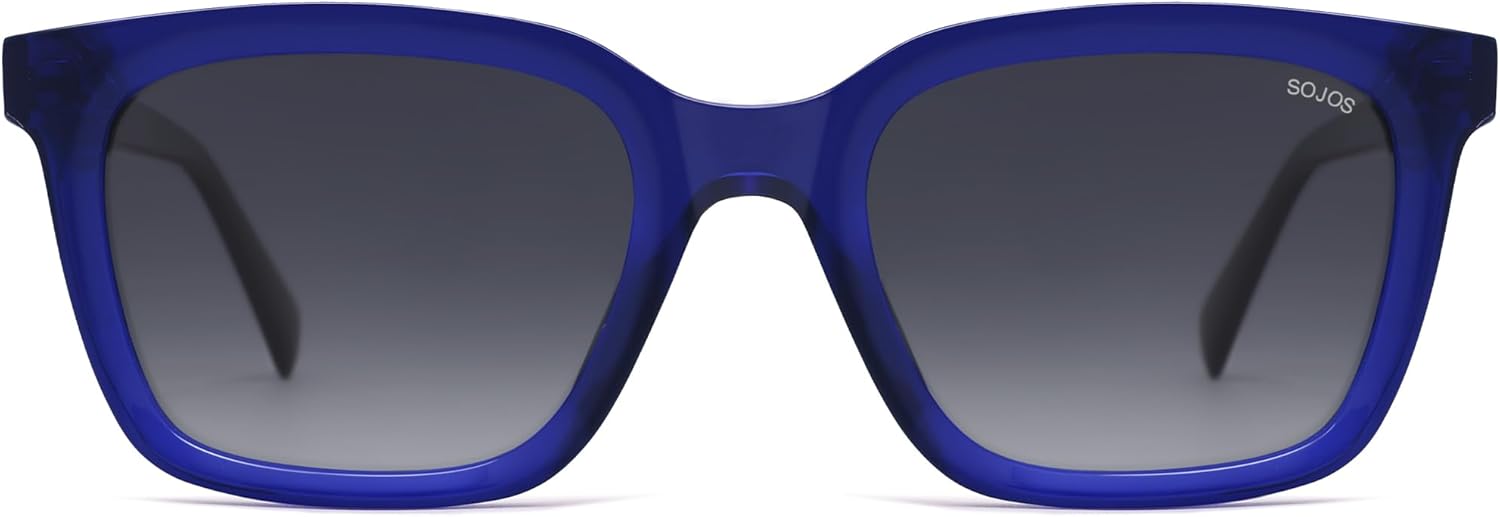 

Солнцезащитные очки SOJOS Acetate Squared Polarized для женщин и мужчин с закругленными краями, в стиле ретро, ​​классические, унисекс, защита UV400, Blue/Garding Grey