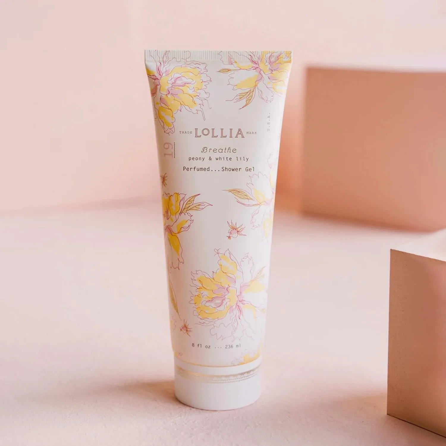 Гель для душа LOLLIA Breathe, 237 мл, Пион и Белая Лилия, Роскошное увлажняющее мыло для тела с маслом ши, нежное и расслабляющее, для ухода за собой., white — фото 2