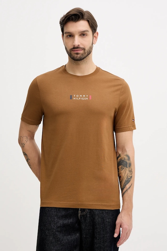 

Хлопковая футболка Tommy Hilfiger, коричневый