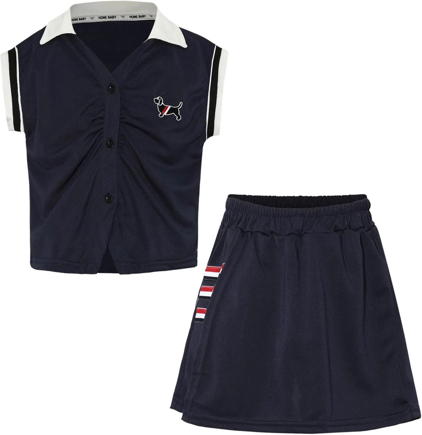 Детский спортивный костюм из топа и юбки Loodgao, Navy Blue