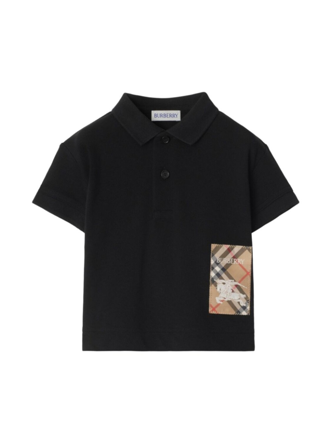 

Футболка-поло из хлопка с проверочной этикеткой Burberry Kids, черный