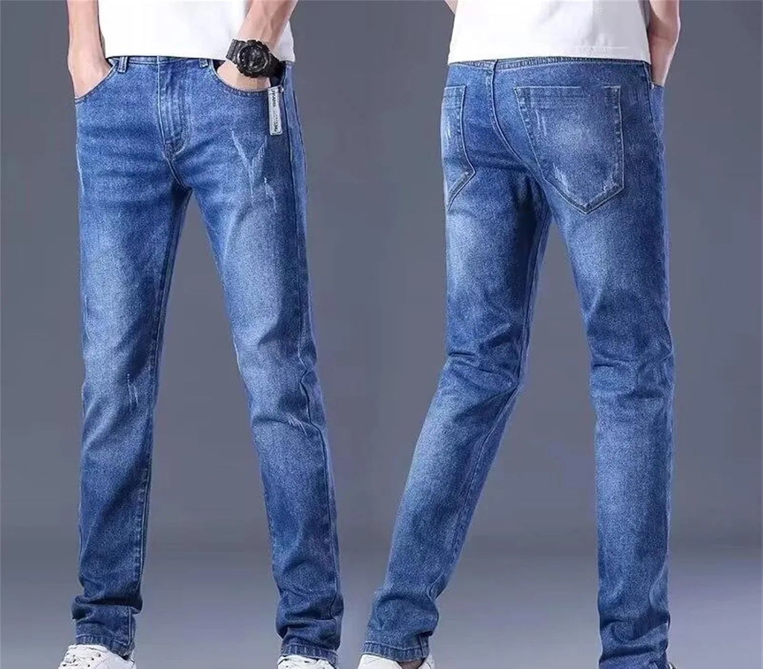 Джинсы Slim Straight, Faded Blue — фото 3
