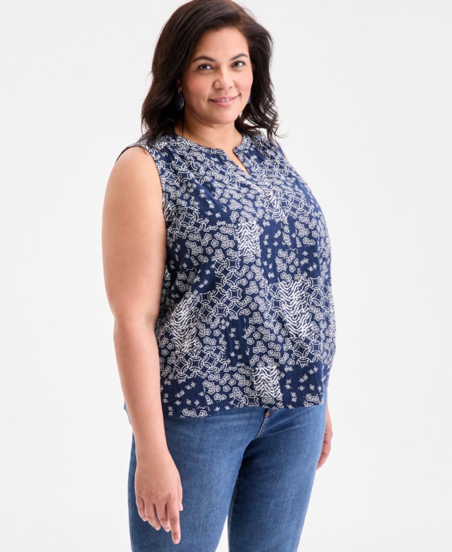 

Майка большого размера с принтом Style & Co, Patch Blue