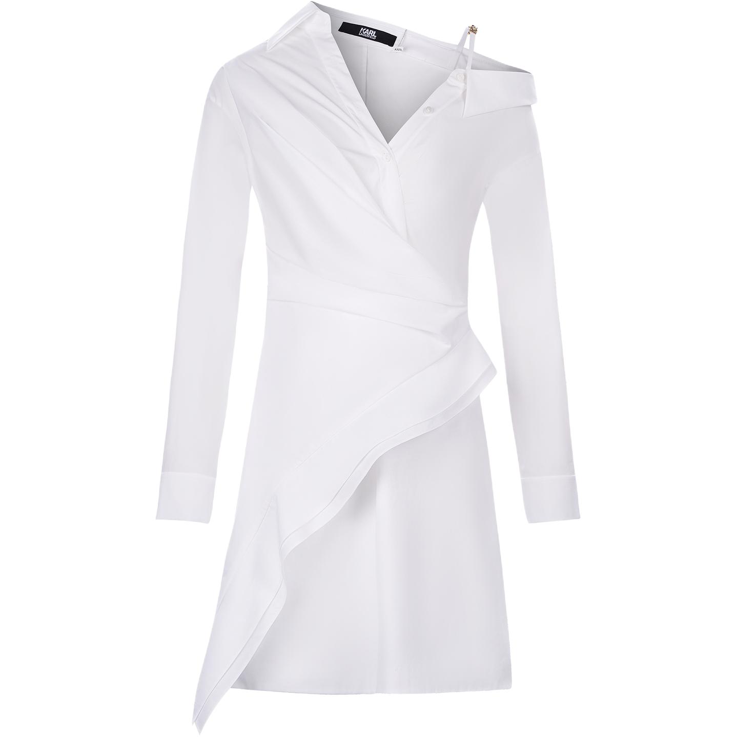 

KARL LAGERFELD / Karl Lagerfeld Jeans Длинное платье с длинными рукавами Karl Lagerfeld SS25 женское белое