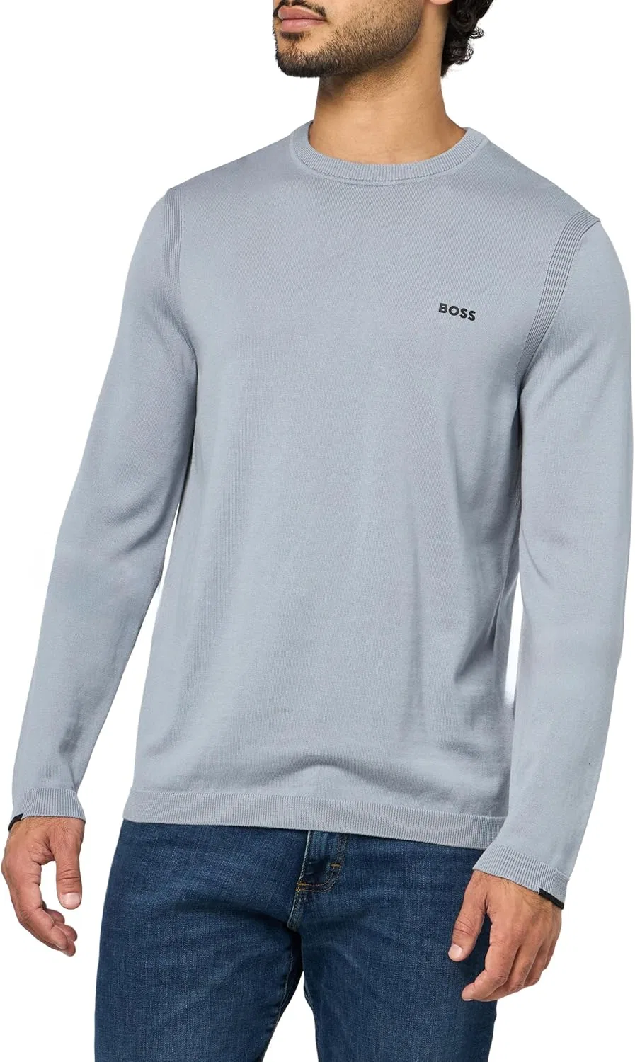 BOSS Мужской свитер Tech Flex Cotton Stretch Knit, серый