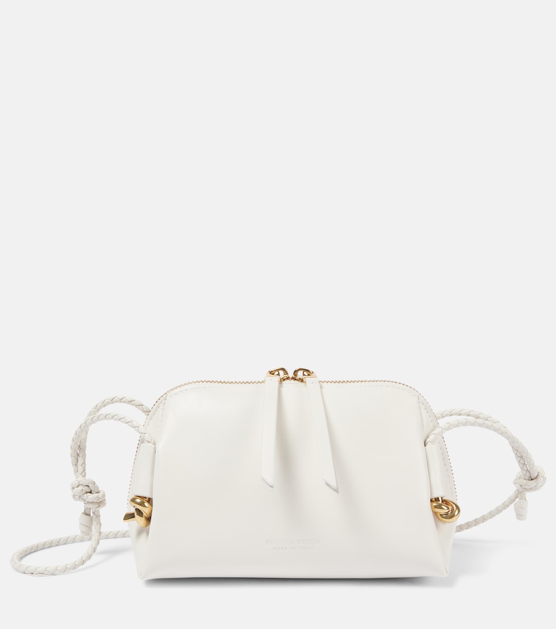 

Концертный мини-кожаный кроссбоди Bottega Veneta, Chalk-M Brass