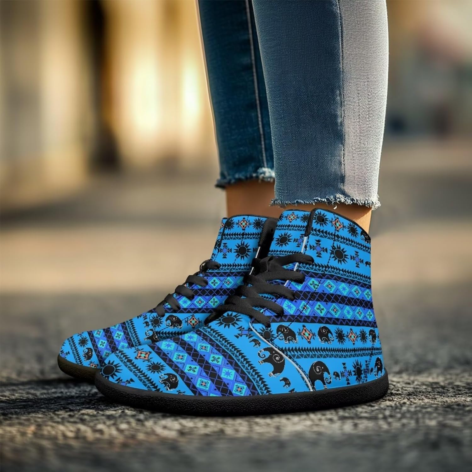 Кроссовки Binienty High Top Barefoot для женщин и мужчин, модные с нулевым перепадом, водонепроницаемые походные ботинки из ПУ-кожи, синий — фото 3