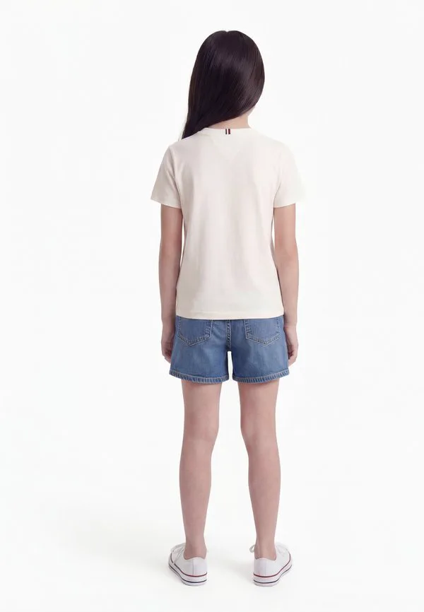 Футболка с логотипом, круглый вырез, базовая футболка Tommy Hilfiger, Ancient White — фото 2
