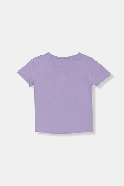 Футболка с коротким рукавом с животными и цветами United Colors of Benetton, фиолетовый — фото 2
