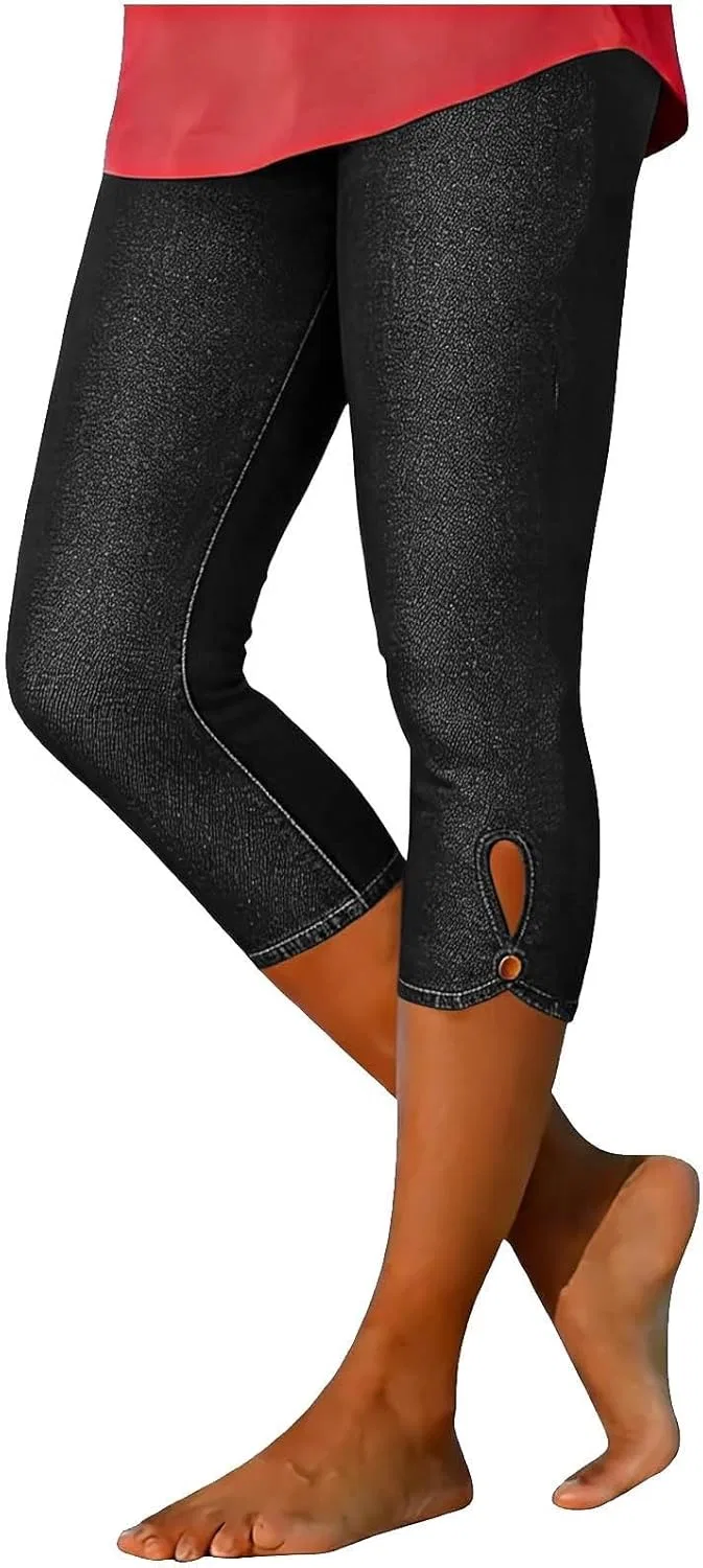 Джинсы капри, рваные, Black