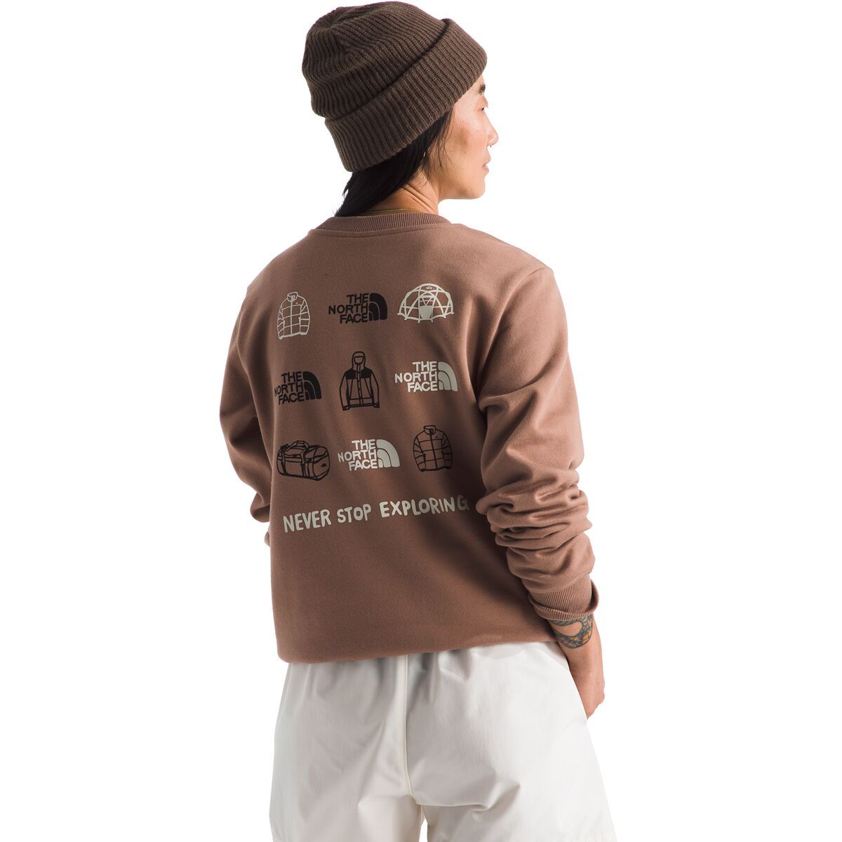 

Графический свитшот с круглым вырезом для улицы The North Face, цвет latte
