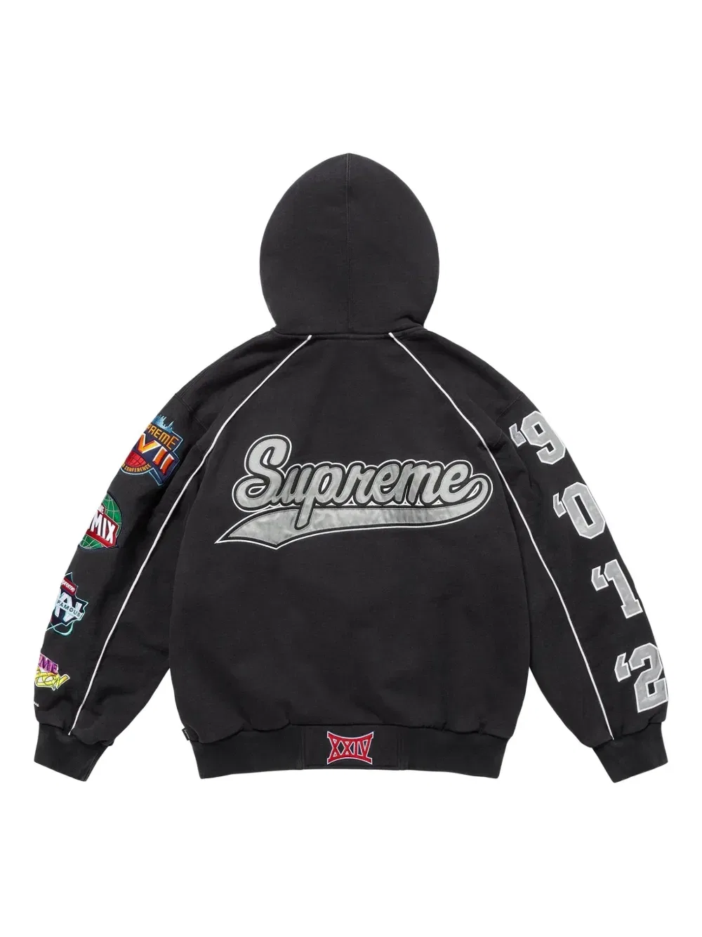 Худи Playoffs на молнии с множеством аппликаций Supreme, черный — фото 2
