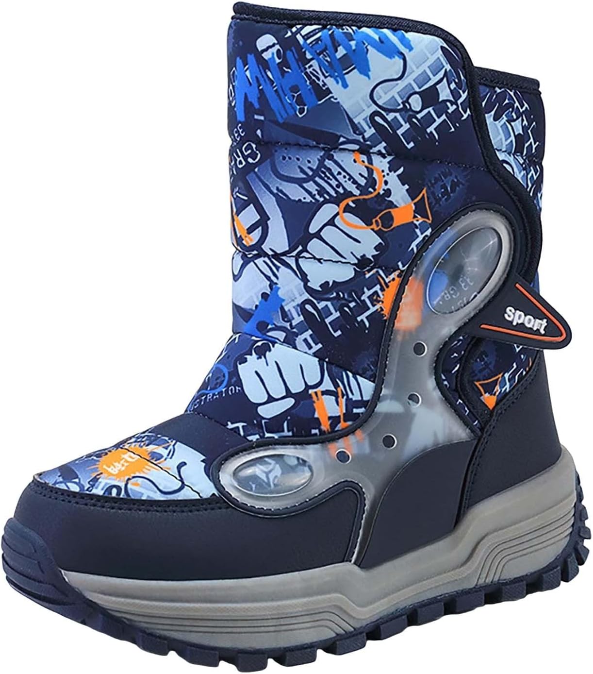 

Зимние ботинки для малышей Зимние ботинки для мальчиков и девочек до середины голени Водонепроницаемые теплые искусственные меховые подкладки Утепленные зимние ботинки Generic, темно-синий