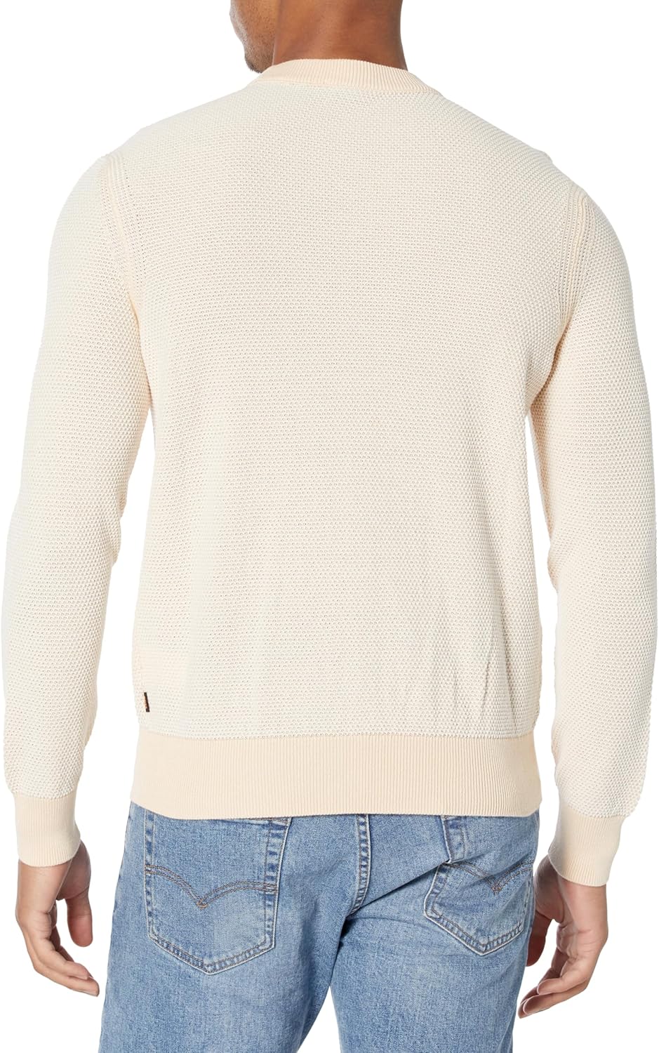 BOSS мужской двухцветный свитер из смесового хлопка, Cream/Open Beige — фото 2