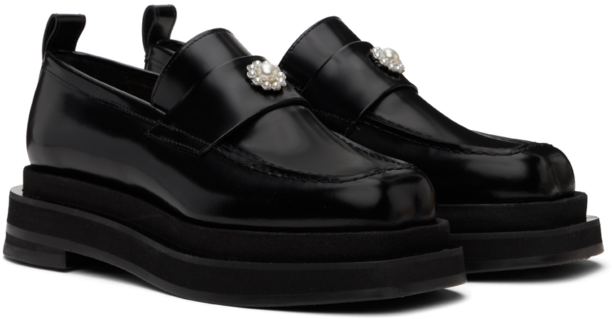 Черные мокасины с сердечком на платформе Simone Rocha, Black/Pearl — фото 4